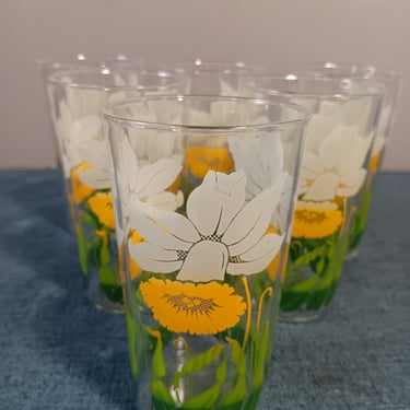 Anchor Hocking Daffodil Drinking Glasses Set of 6 | Midcentury Luncheon Glasses 