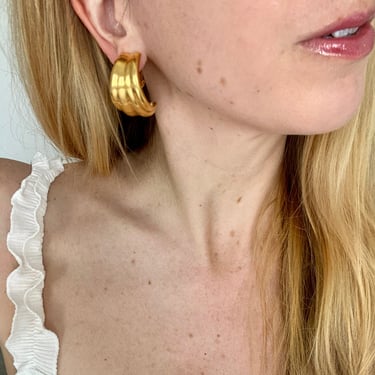 Designer Essex Satin Gold Hoop Earrings
