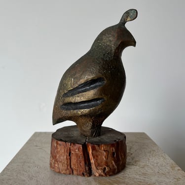 Vintage Abstract Bronze Bird Sculpture 
