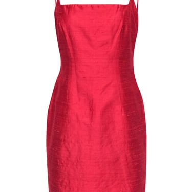 Laundry by Shelli Segal - Red Side Slit Silk Sheath Dress Sz 8