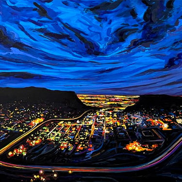 Golden at Night from Lookout Mountain 4X6' Painting