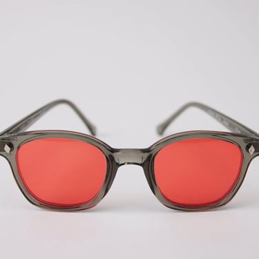 QMC Customized Safety Glasses, Grey Frames and Red Lenses 