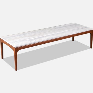 Mid-Century Modern \u201cRhythm\u201d Coffee Table with Silver Travertine by Lane