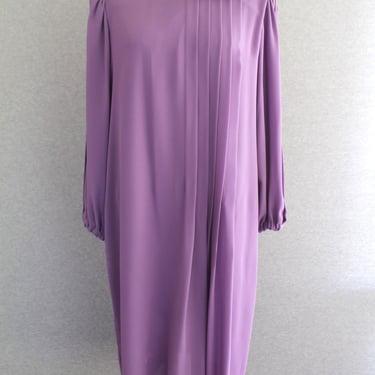 1980s - 90s - Dusty Plum -  Purple - Pleated - Rose - Party Dress - Church Dress - by Jack Bryan - Estimated size 12 