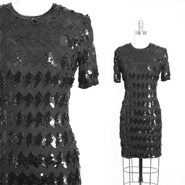 Vintage 90s silk ZigZag sequin mini dress 