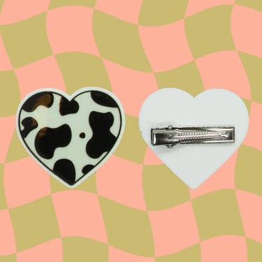 Cow Print Hair Clip Cute Heart Aesthetic Barrette 