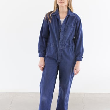 Vintage True Blue Jumpsuit | Unisex Herringbone Twill Cotton Coverall Mechanic Suit Boilersuit Onesie | M | COV28 