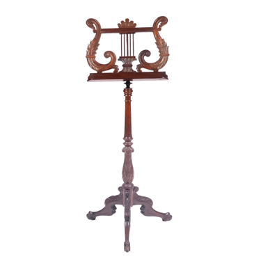 Antique Music Stand, English Mahogany, Carved Wood, Scrolling Acanthus, 1800s!