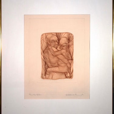 Guillaume Azoulay Mere Afrique Signed Modern Etching on Paper 58/300 Framed 1977 