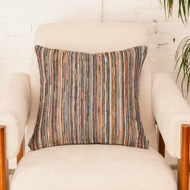 Square Blue Striped Pillow