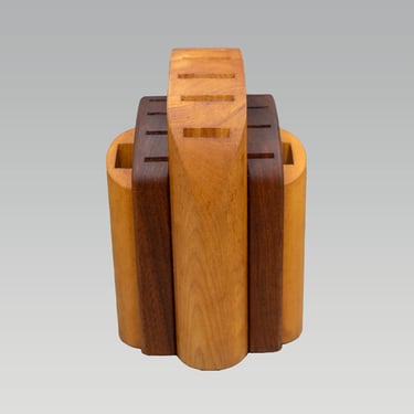 Hand Crafted Art Deco Wood Knife Block 