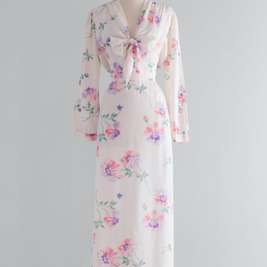 Beautiful 1940's Rayon Floral Print Dressing Gown / ML