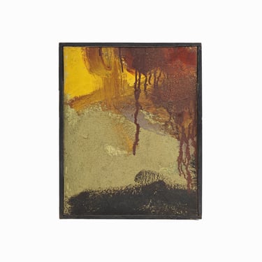 Mid-century Mixed Media Painting on Board Abstract 