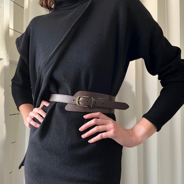 90s Asymmetrical Brown Leather Belt