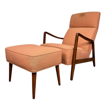 Folke Ohlsson for Dux Duxello Mid-Century Modern Walnut Lounge Chair With Ottoman