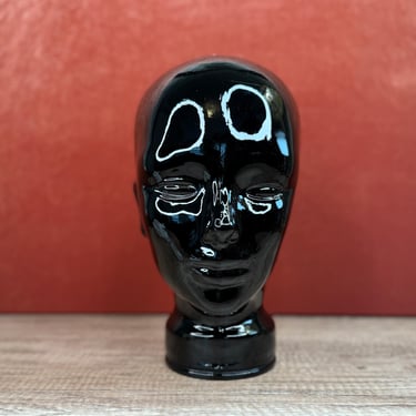 Black Glass Mannequin Artistic Head Bust Sculpture Display Decor for Shelf or Tabletop 