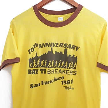 San Francisco shirt / 80s running shirt / 1980s San Francisco Bay To Breakers ringer running t shirt Small 