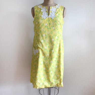 Yellow Floral Print Lilly Pulitzer Shift Dress - 1960s 