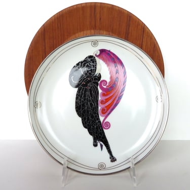 Vintage Bone China House of Erte Art Deco Plate, Beauty And The Beast Franklin Mint Collectible Wall Plate 