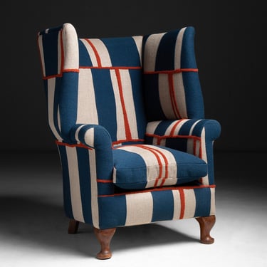 Barrel Back Chair in Linen Blend by Pierre Frey