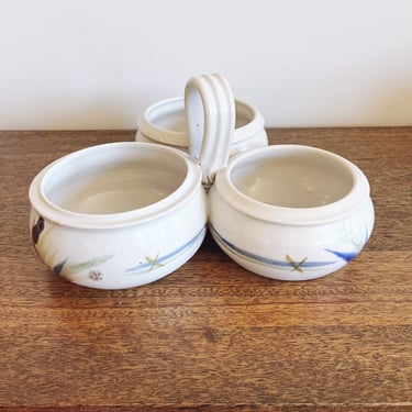 Vintage Stoneware Ceramic Hand Thrown Pottery Dip Bowls 