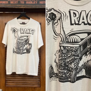 Vintage 1980’s Dated 1989 Rat Fink Monster Hot Rod Car Club Ed Roth 50/50 T-Shirt, 80’s Racer, Vintage Clothing 