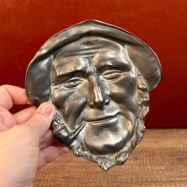 Pewter Plate Man with Pipe by Colonial Casting Co Vintage Decor Collector's Item with Unique Design 