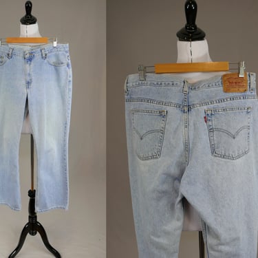 90s Levi's 515 Jeans - 36" waist - Blue Denim Pants - Boot Cut - Vintage 1990s - 31.25" inseam Short 