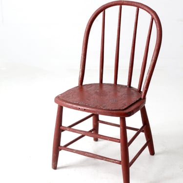 antique painted bow back spindle chair 