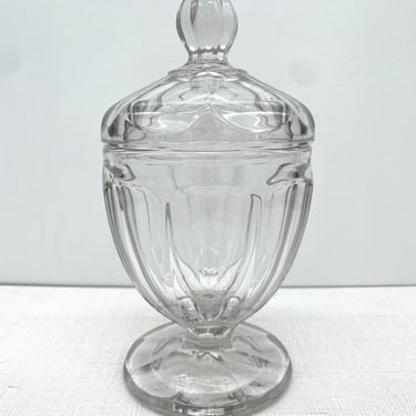 Vintage Clear Glass Covered Candy Dish | Jewelry Dish, Ring Dish, Catchall Dish, Mid Century Glass 