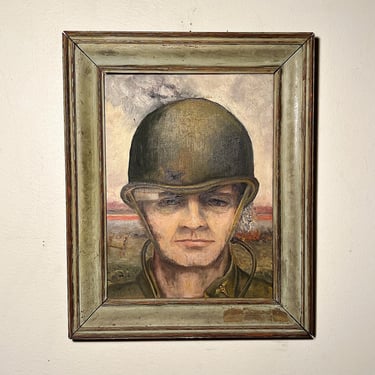 WW2 Medic Painting for American Physicians Art Association - Veteran Artist Exhibition - 1940s Oil on Board - 16 x 13 - California Artist 