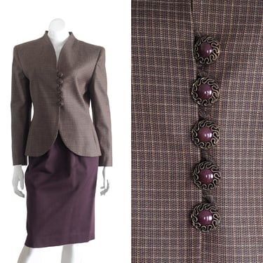 Vintage 1990s Brown and Purple Skirt Suit 