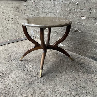 MCM Stone Top Side Table with Ammonite Fossils