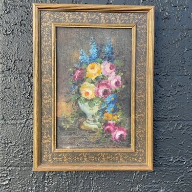 Moody Floral Framed Still Life Painting