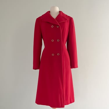 Vintage Buttery Soft 1960's Cashmere Coat in Cherry Red / Medium