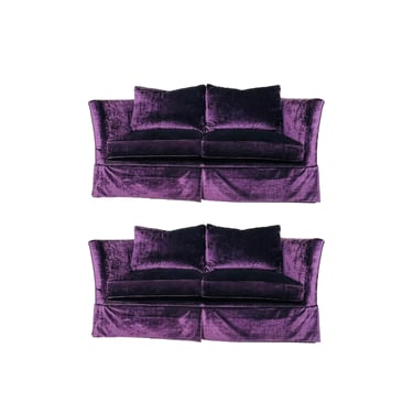 #1436 Custom Ralph Lauren Skirted Velvet Sofa (2 Available)