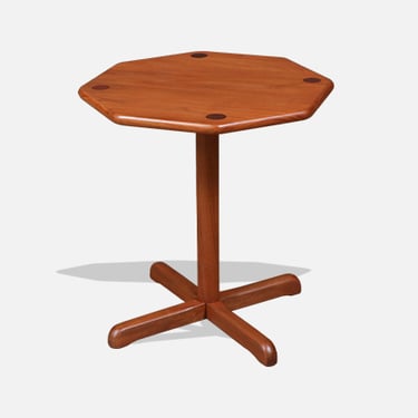 Danish Modern Pedestal Teak Side Table by B&M