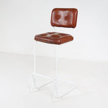 Leather Cantilever Bar Stool 