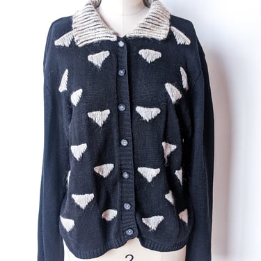 1980s Vivian Wang Triangular Front Knit Sweater, sz. L