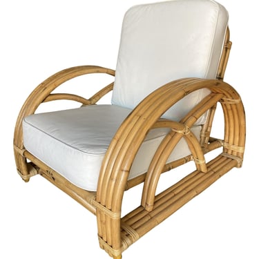 Restored 4-Strand "Half Moon" Rattan Lounge Chair 