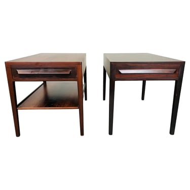 Pair Of Arne Vodder Style Scandinavian Rosewood Single Drawer Side Tables 