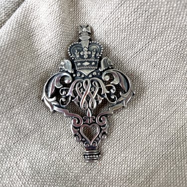 Royal Empire sterling silver crown pin - 1980s museum replica 