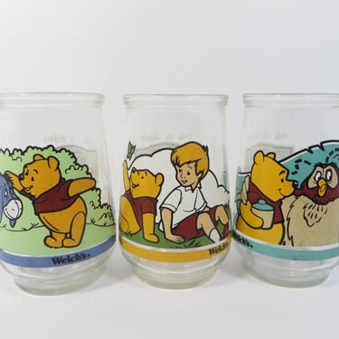 Vintage Welch Winnie the Pooh Juice Glasses - Set of 3 Winnie The Pooh Collectible Glasses 