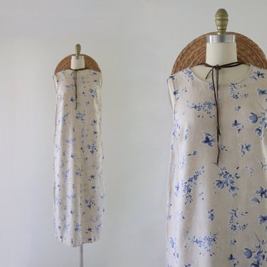 botanical linen maxi dress - xs 