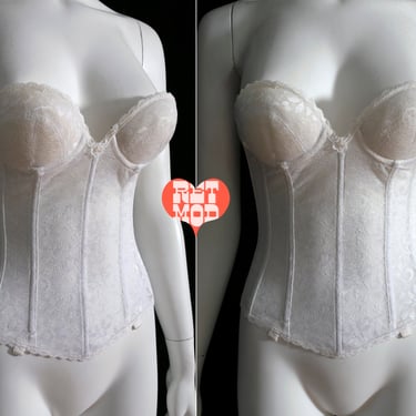 Sexy Vintage White Lace Strapless Lace Bustier - 36B 