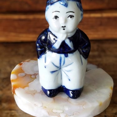 Miniature Delft China Dutch Boy~Blue & White China~Salt Shaker~Fairy Garden Ornament 