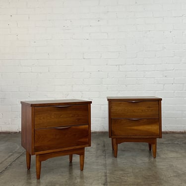 Mid century walnut nightstands - pair 