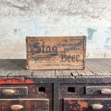 Vintage Stag Beer Brewing Belleville, IL Wood Crate 