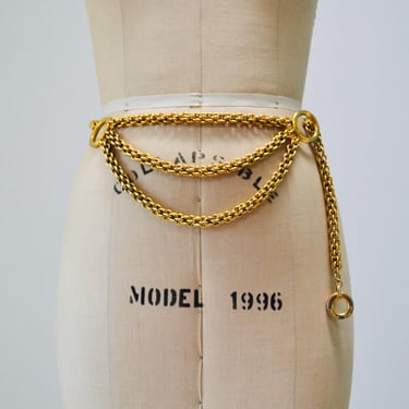 80s 90s Vintage Gold Chain Belt Gold Paloma Picasso Chain-Link Belt  SMALL Medium Large Vintage Gold designer Belt 