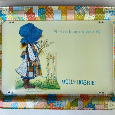 Vintage Holly Hobbie TV Tray, Like New, 1972, Breakfast In Bed, Folding Tray, Metal Tray, Start Each Day In A Happy Way, American Greetings 